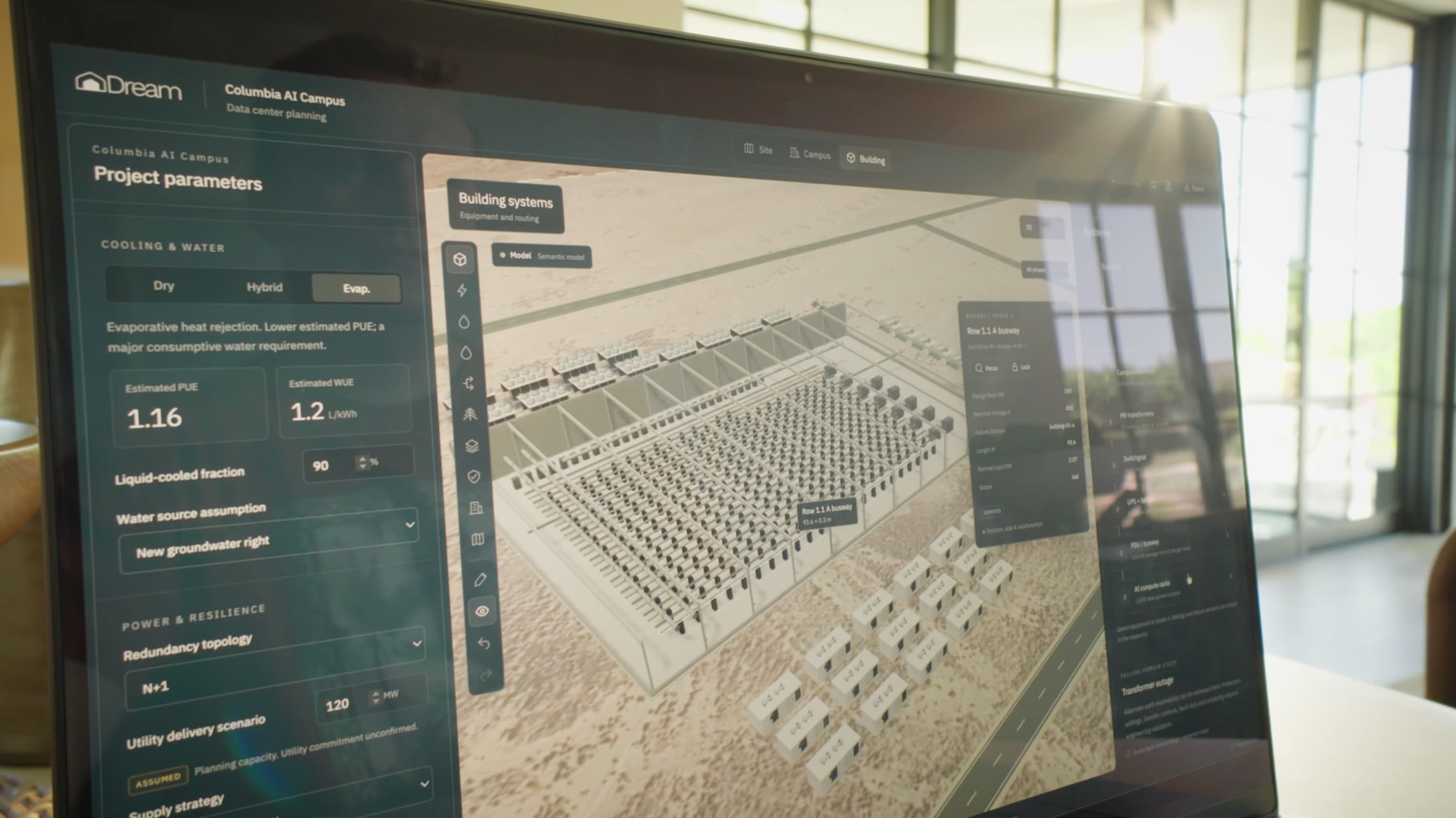 Dream’s platform coordinating the structure and systems of a building