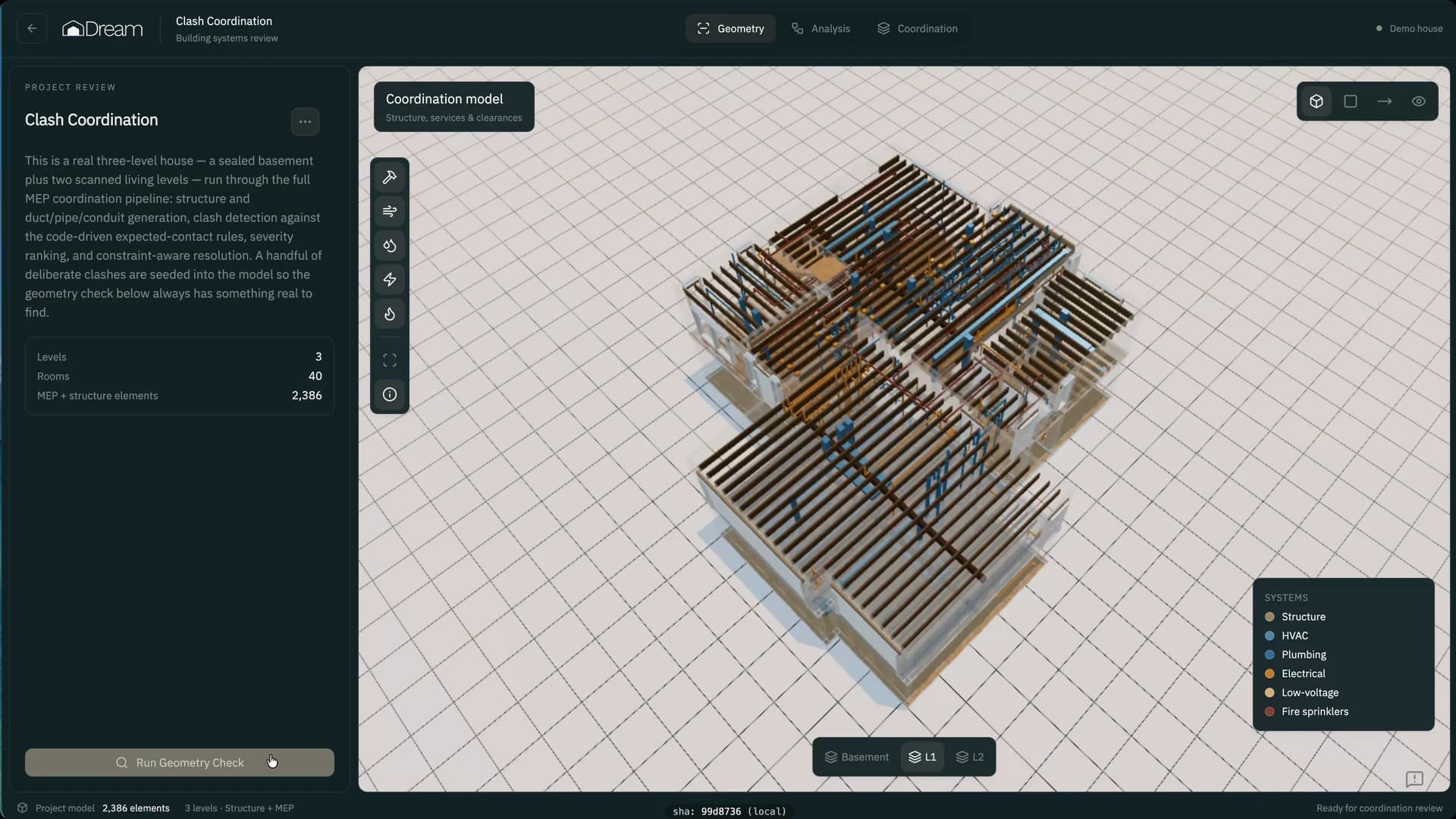 Dream’s building model showing the coordinated structure of a building